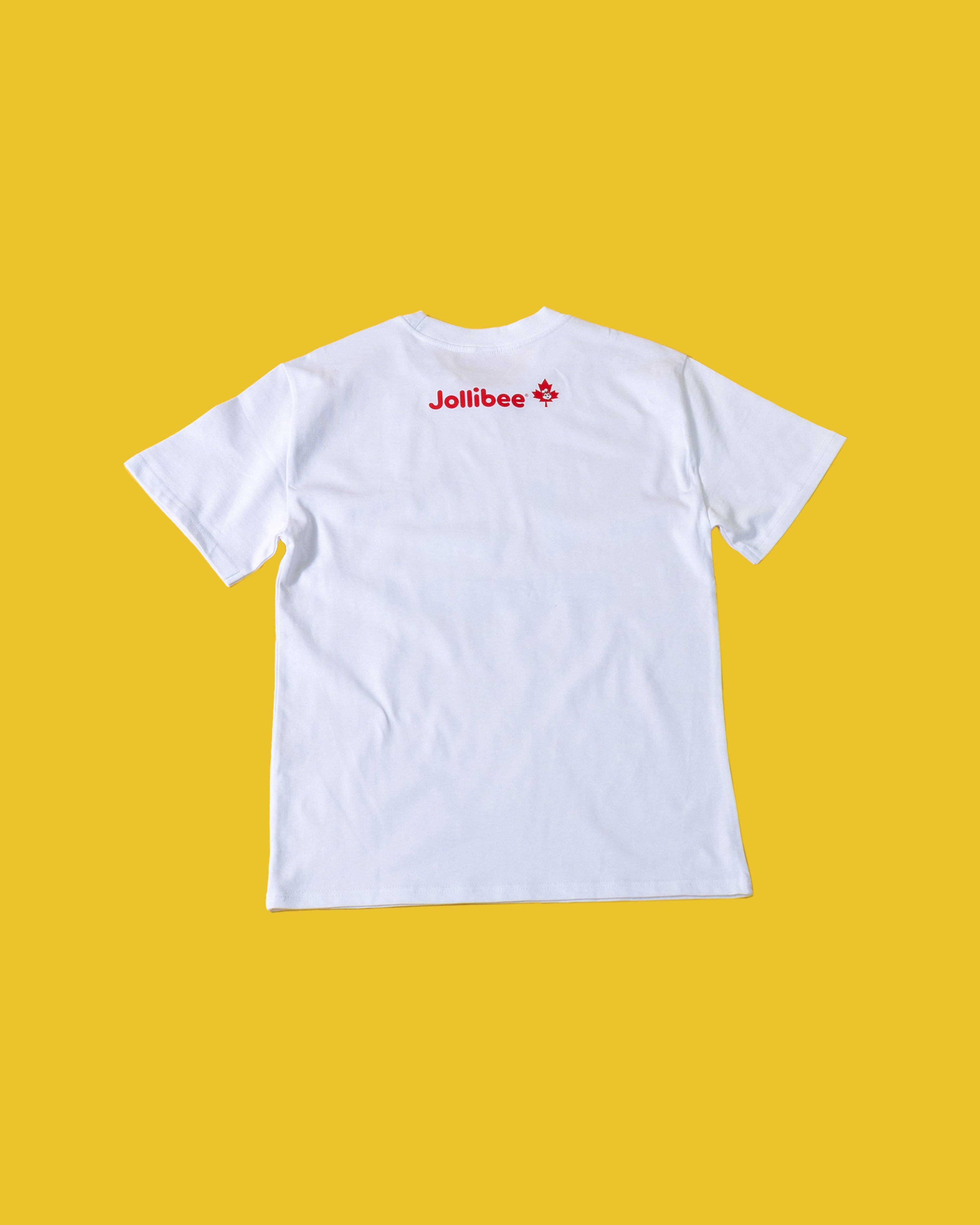 Jollibee merch I JB Canada white t-shirt flatlay