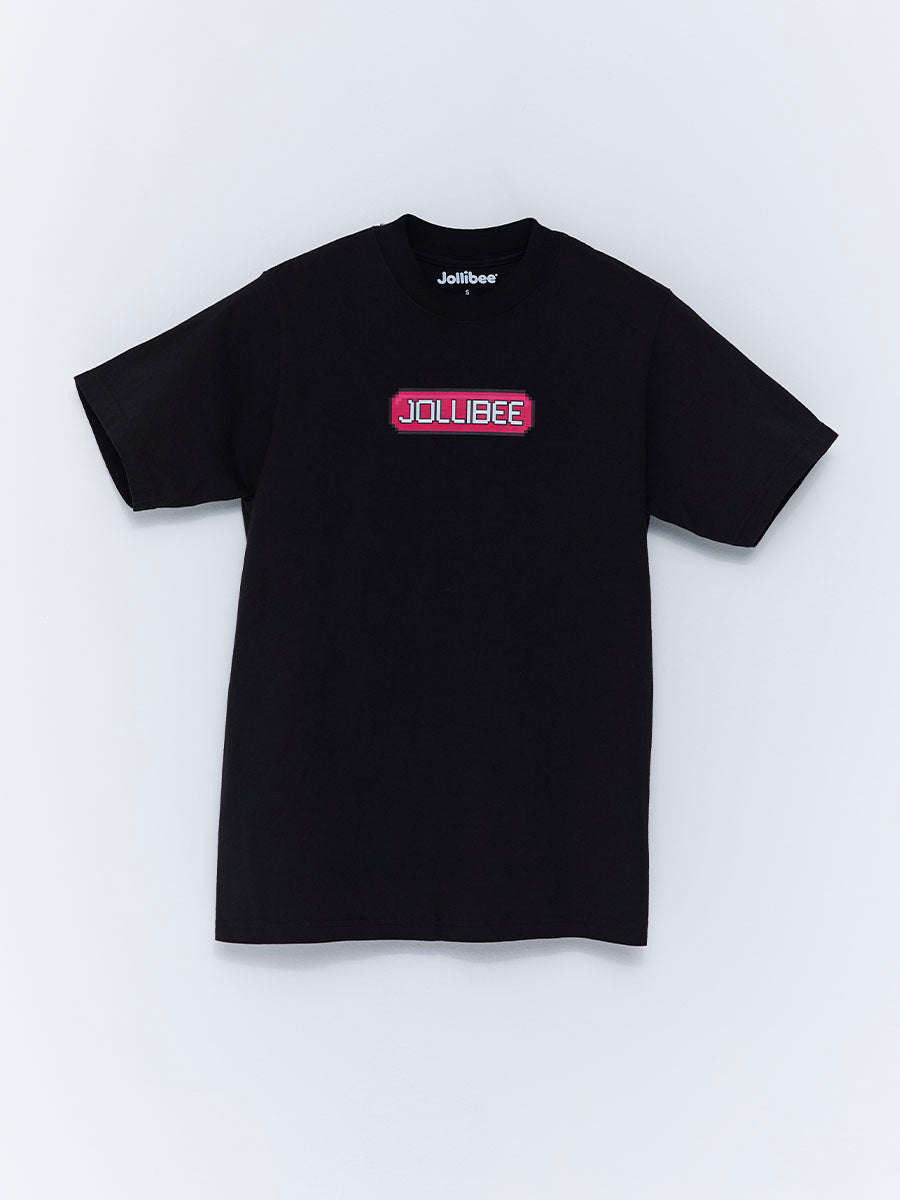 Black t-shirt with Jollibee logo on a white background