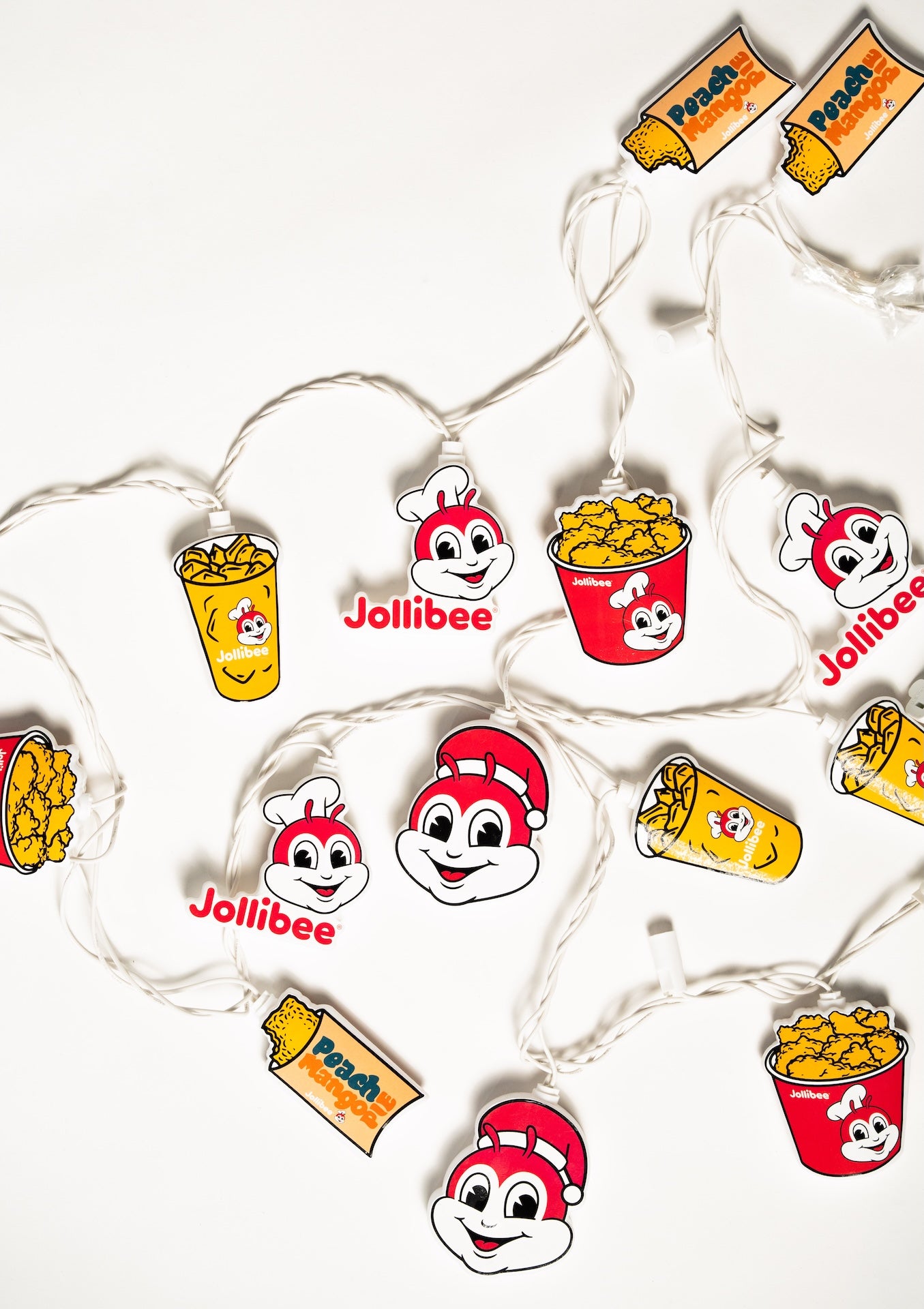 String lights with Jollibee logo and character on a white background