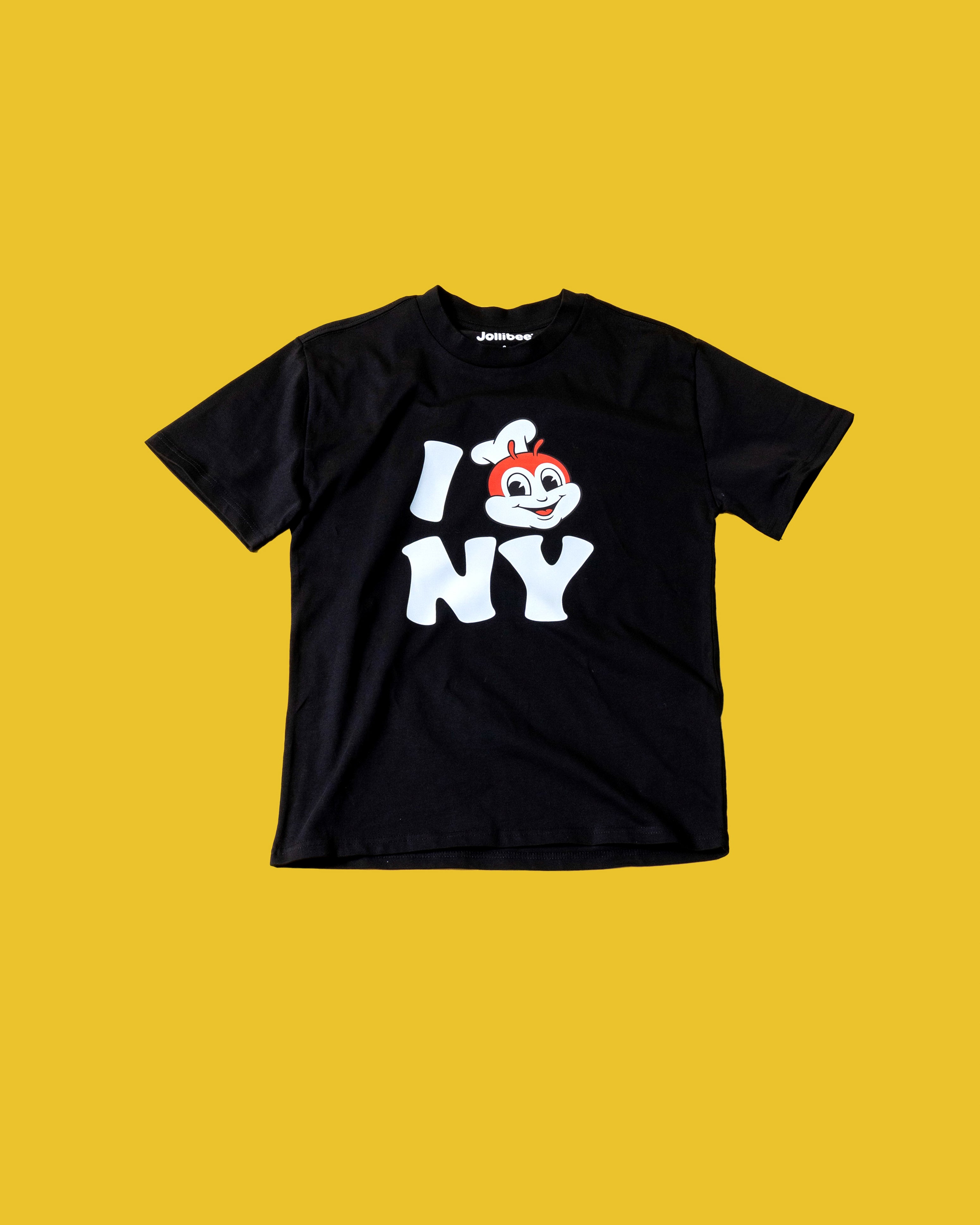 Jollibee merch black I JB NY t-shirt flatlay