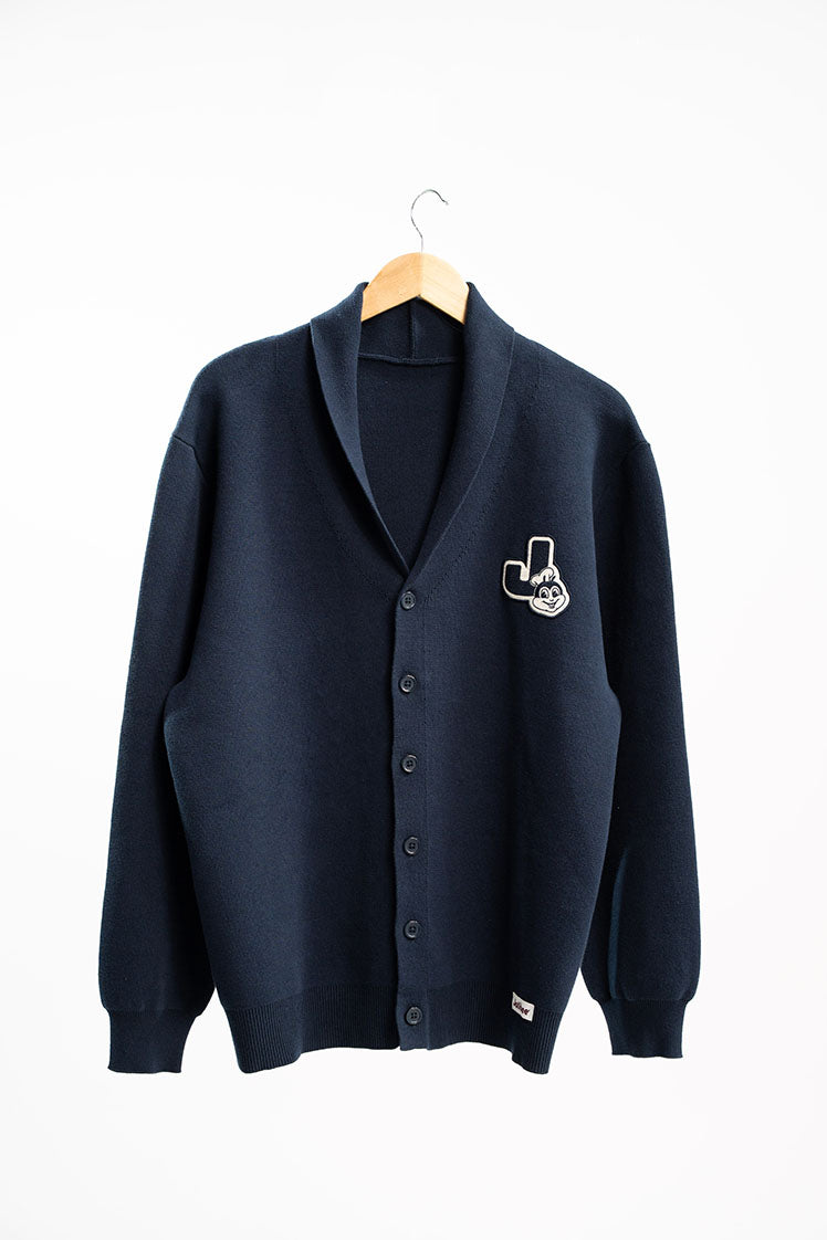 Jollibee J Logo Shawl Collar Cardigan - Midnight Navy hover figure