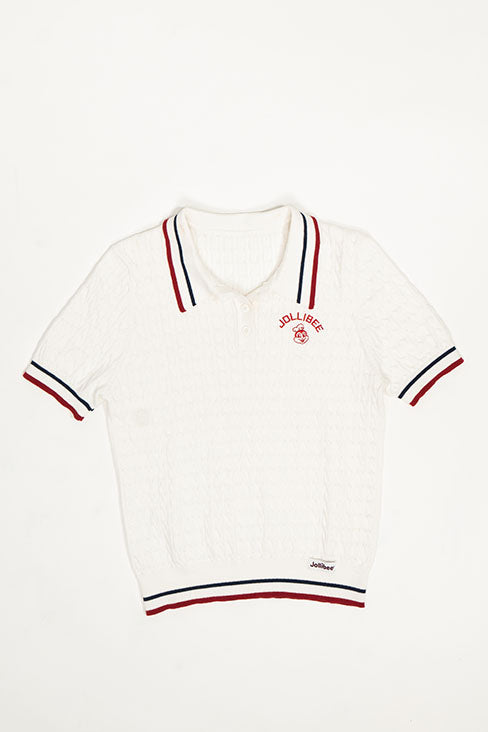 Jollibee Athleisure Cable Knit Polo - Off White hover figure