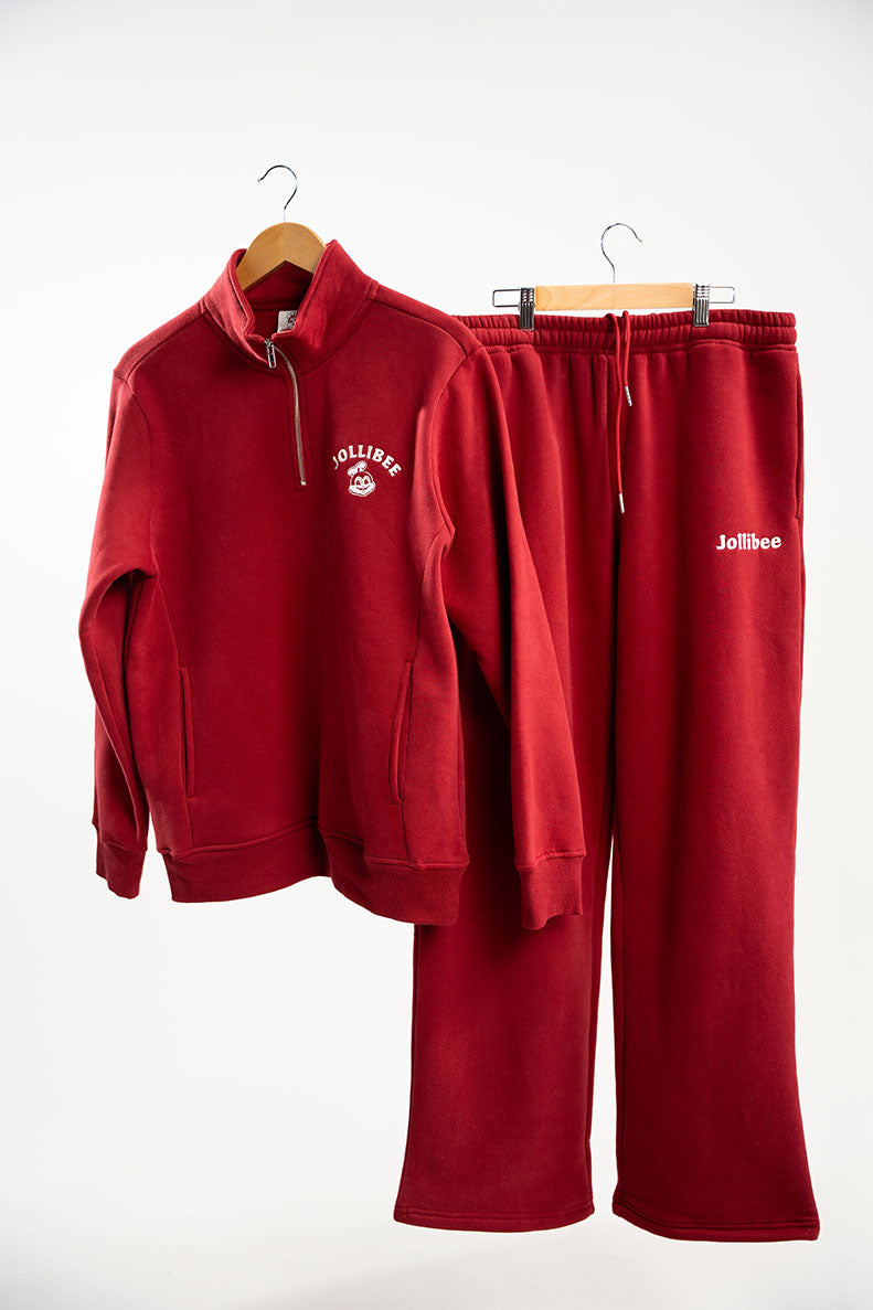 Jollibee Athleisure Quarter  Zip Sweat Set - Crimson Clay hover figure