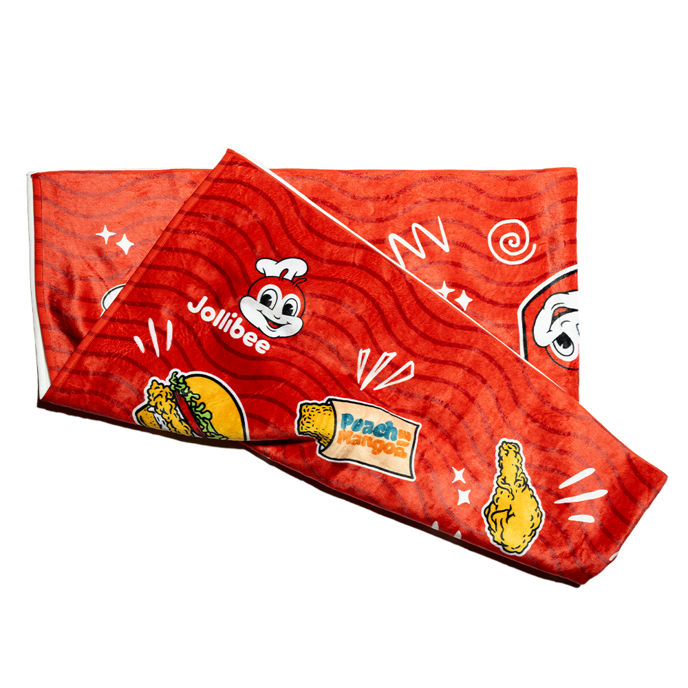 a folded Jollibee beach towel